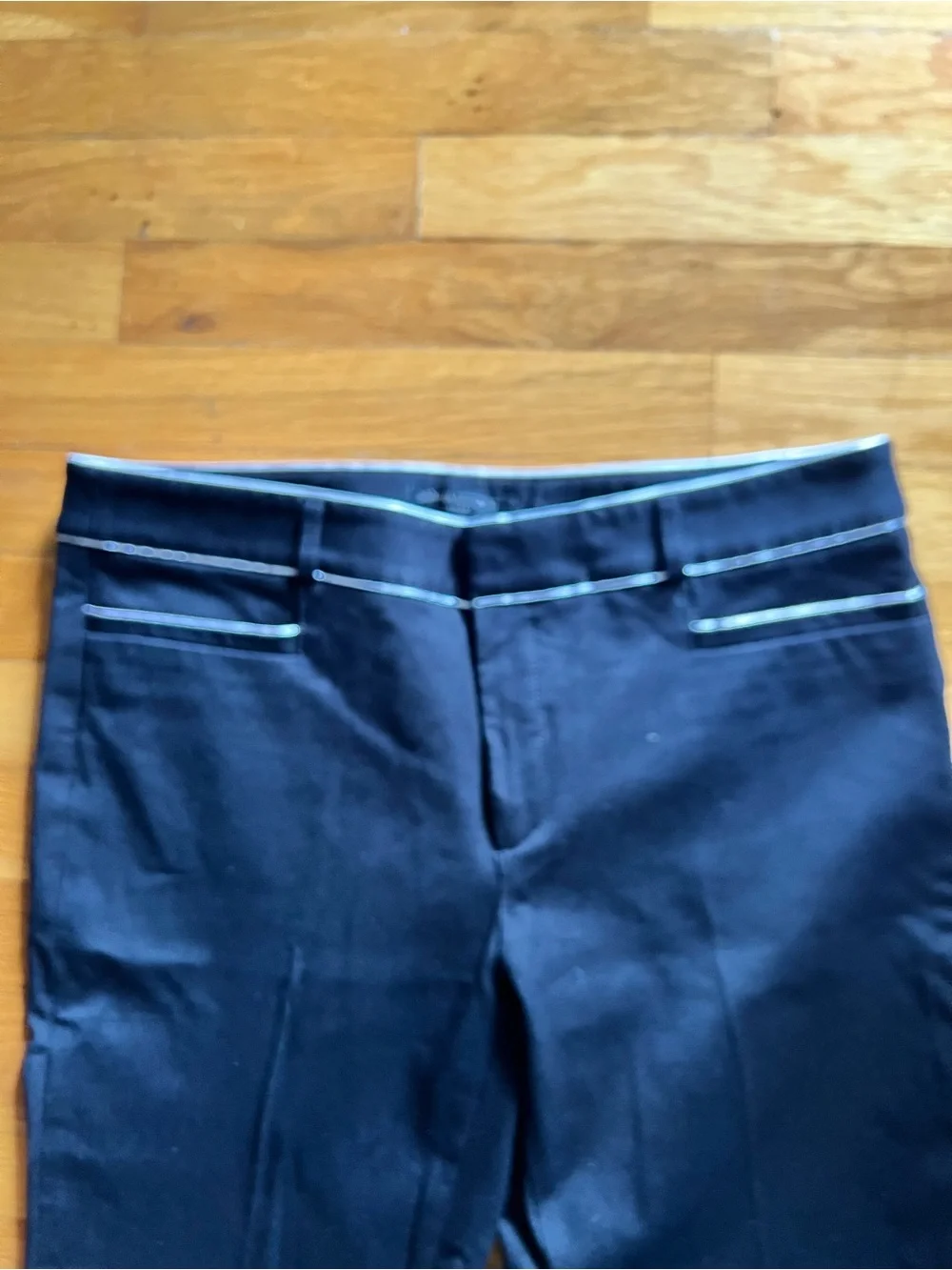 Banana Republic Black Sloan Dress Pants with Subtle White Trim - Size 8